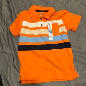 Orange striped polo shirt